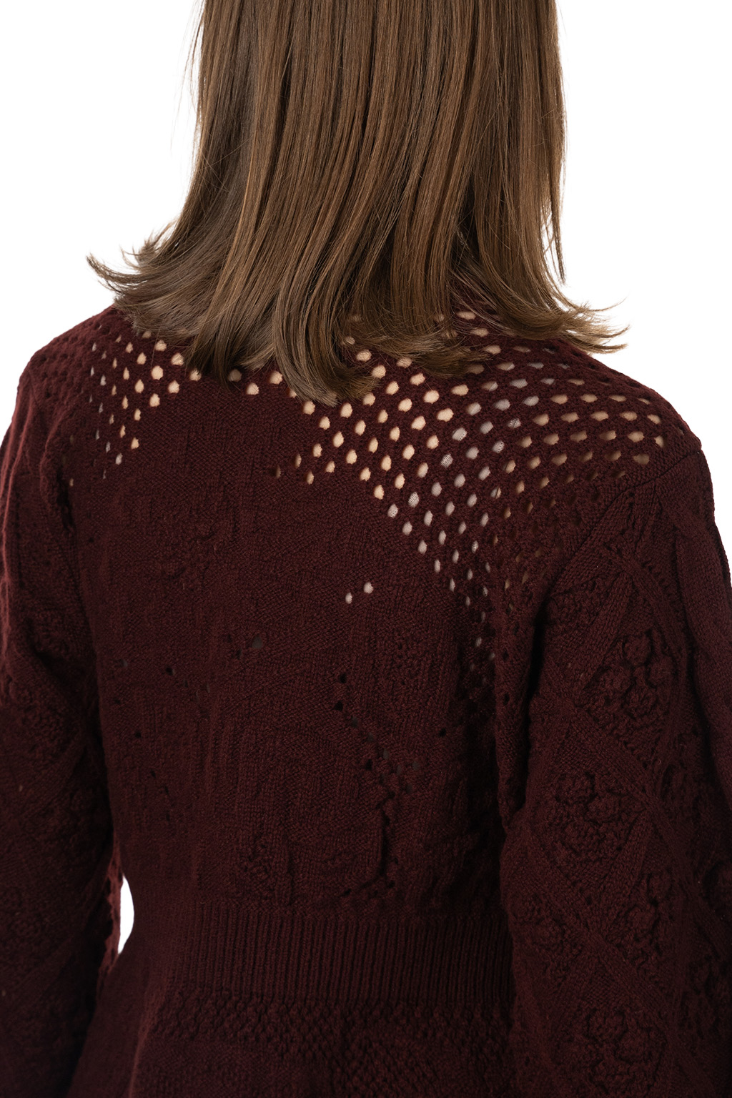 Mame Kurogouchi - Multi Pattern Low Gauge Knitted Top - Bordeaux