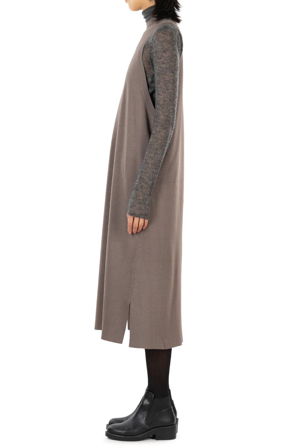 Manon - N0 SLEEVE LONG KNIT ONE PIECE DRESS