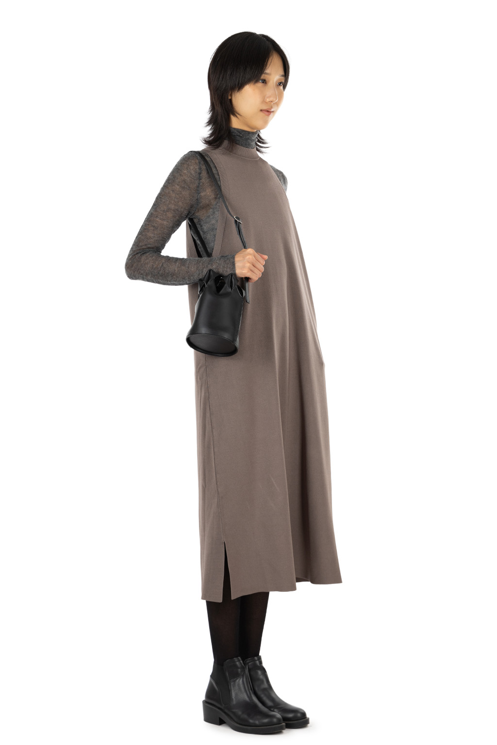 Manon - N0 SLEEVE LONG KNIT ONE PIECE DRESS