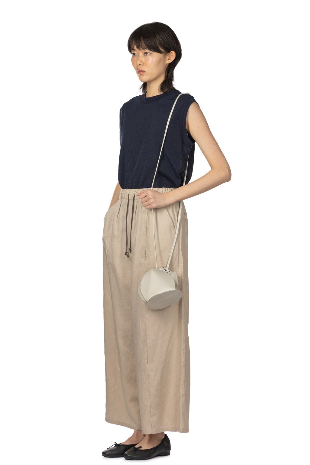 Manon - Pintuck Wide Pants - Beige