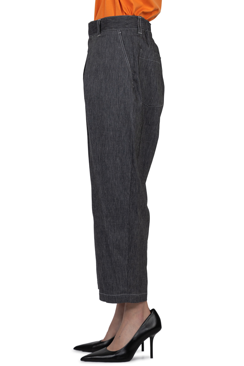 Manon - Slant Tuck Wide Pants - Navy