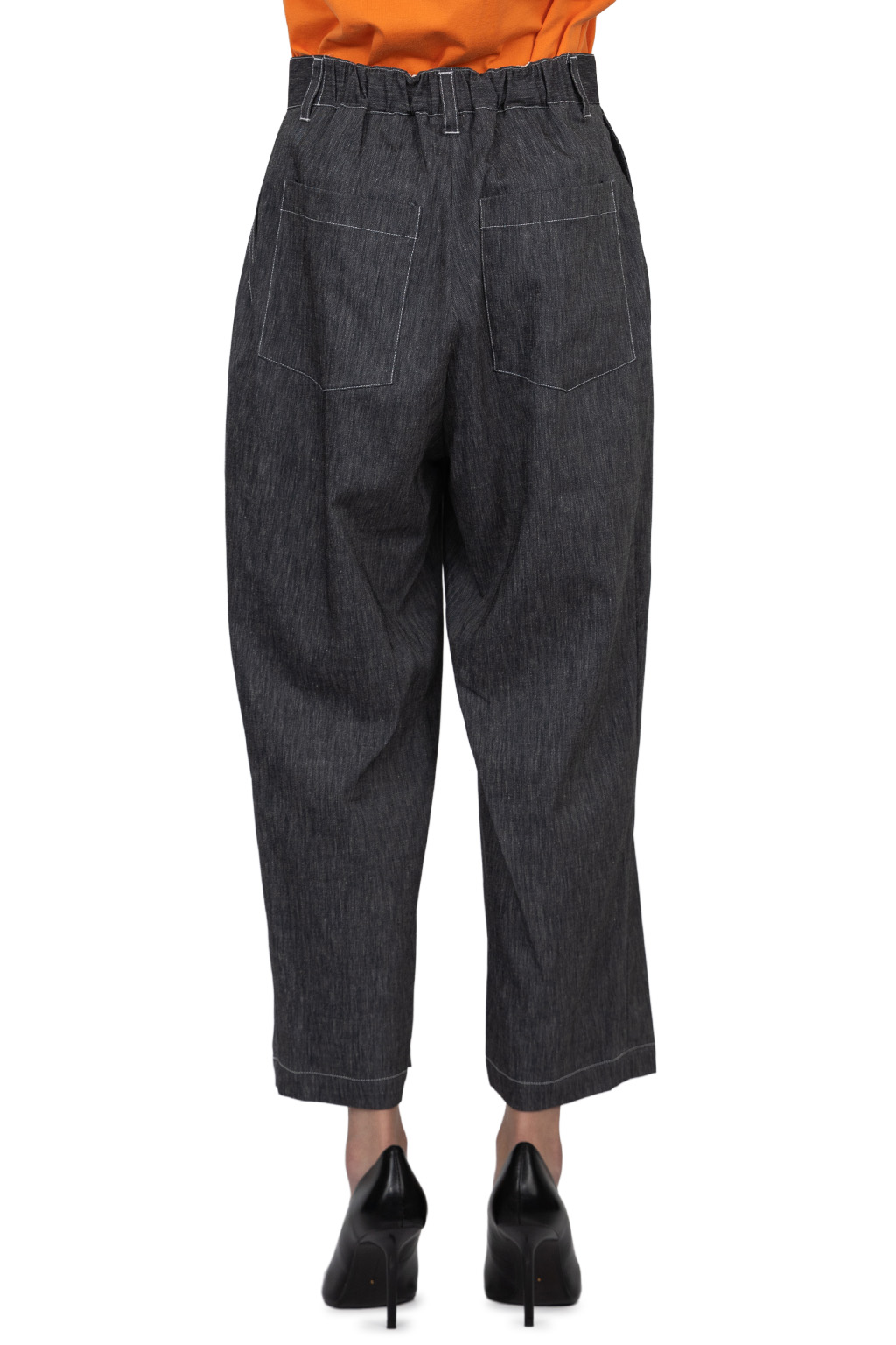 Manon - Slant Tuck Wide Pants - Navy