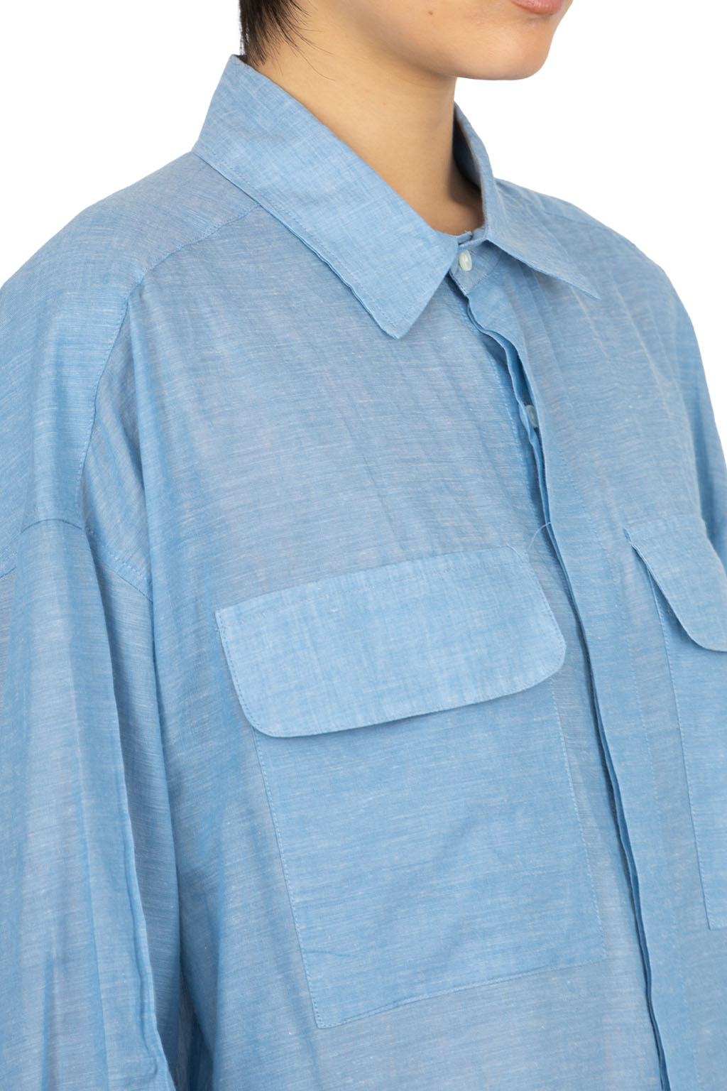 Manon - W Pocket Big Shirt - Blue