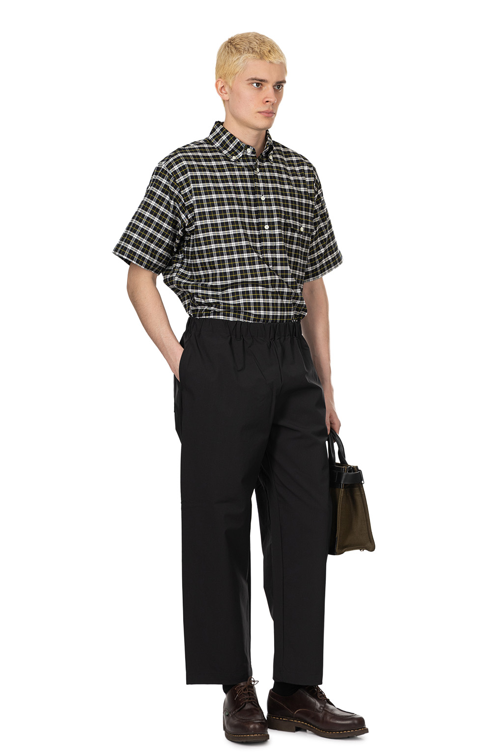 Manual Alphabet - 4Way Nylon Easy Wide Pants - Black