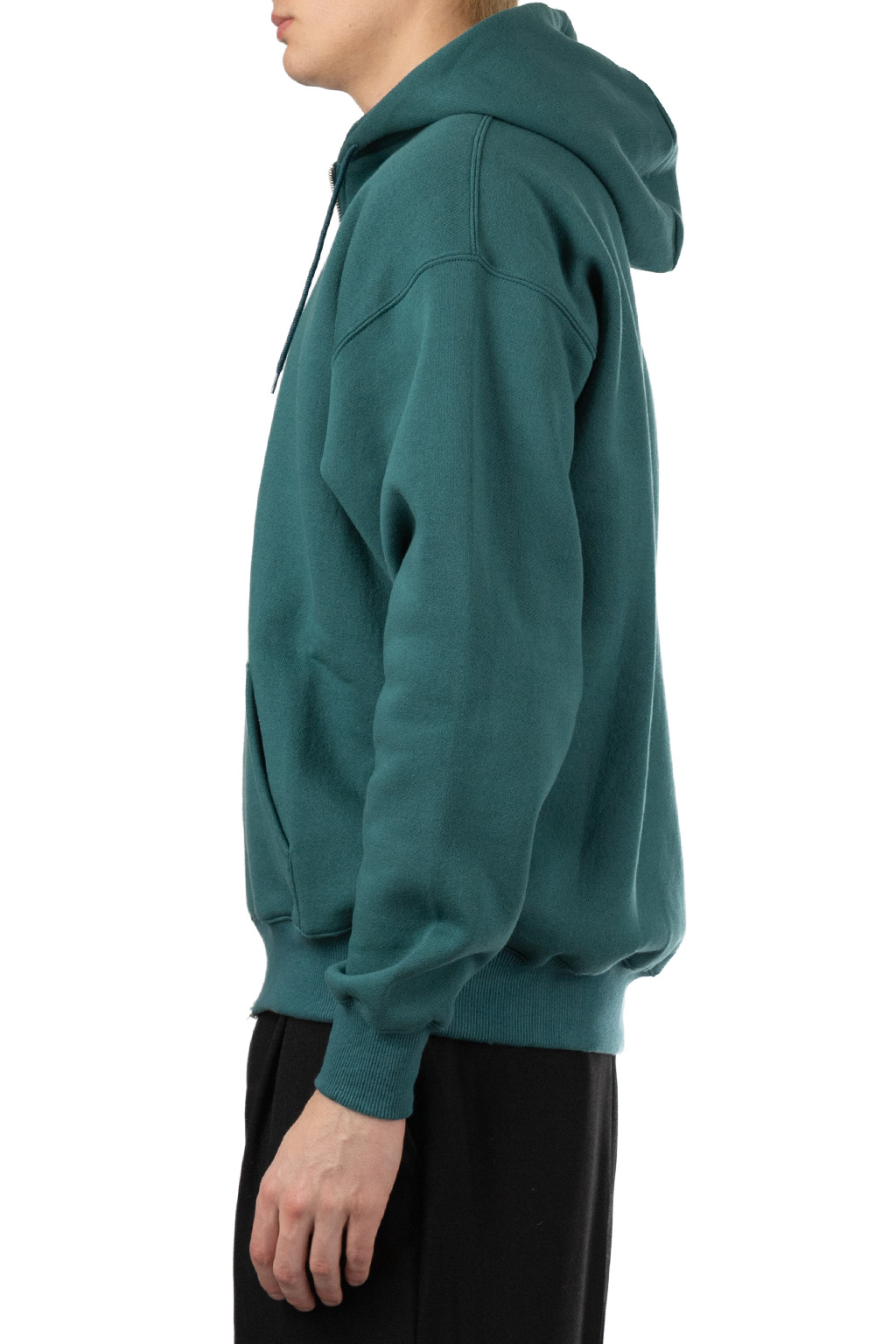 Manual Alphabet - Azuma Brushed Full-Zip Sweater - Emerald