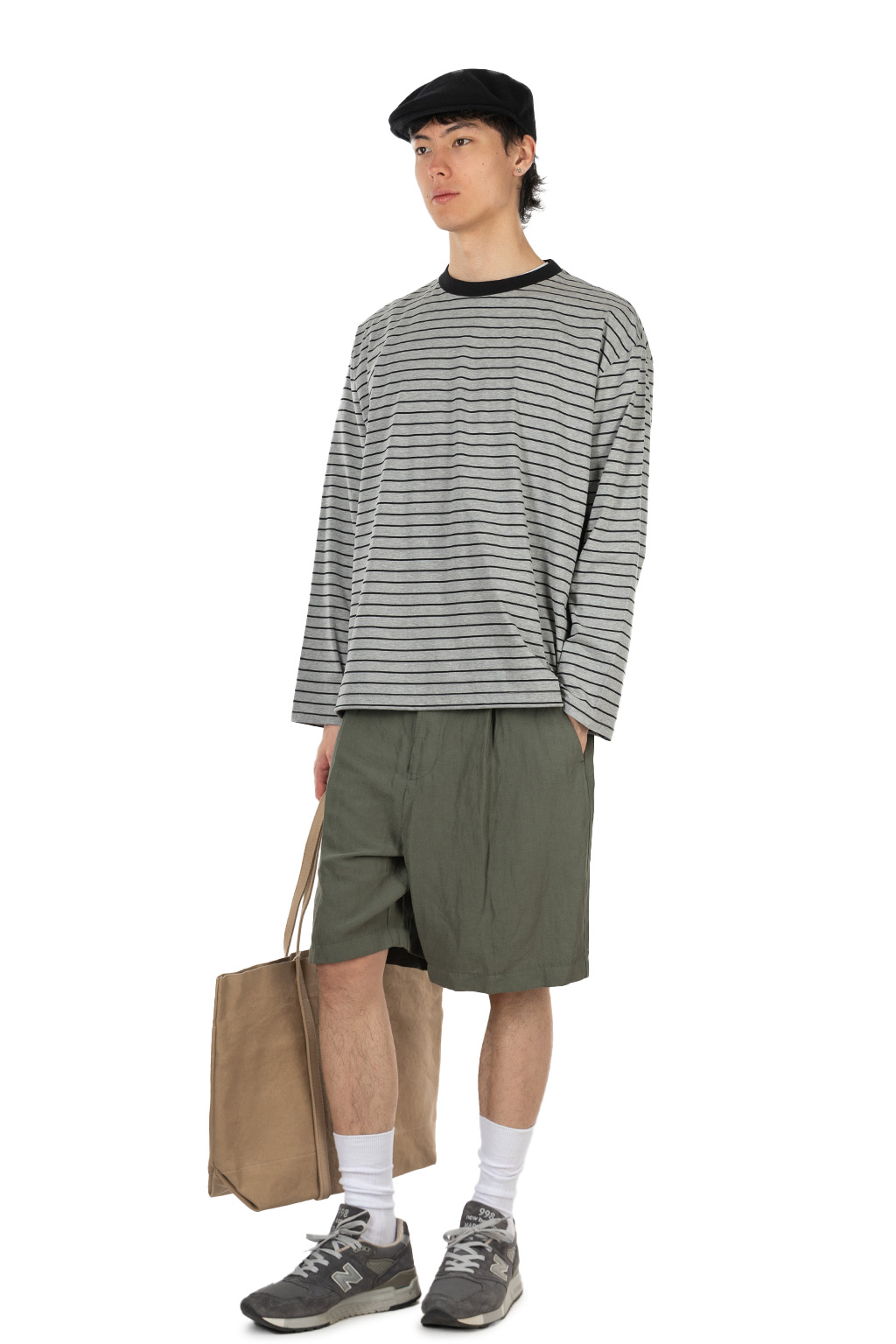 Manual Alphabet - High Gauge Border Spindle LS Tee - Grey Black
