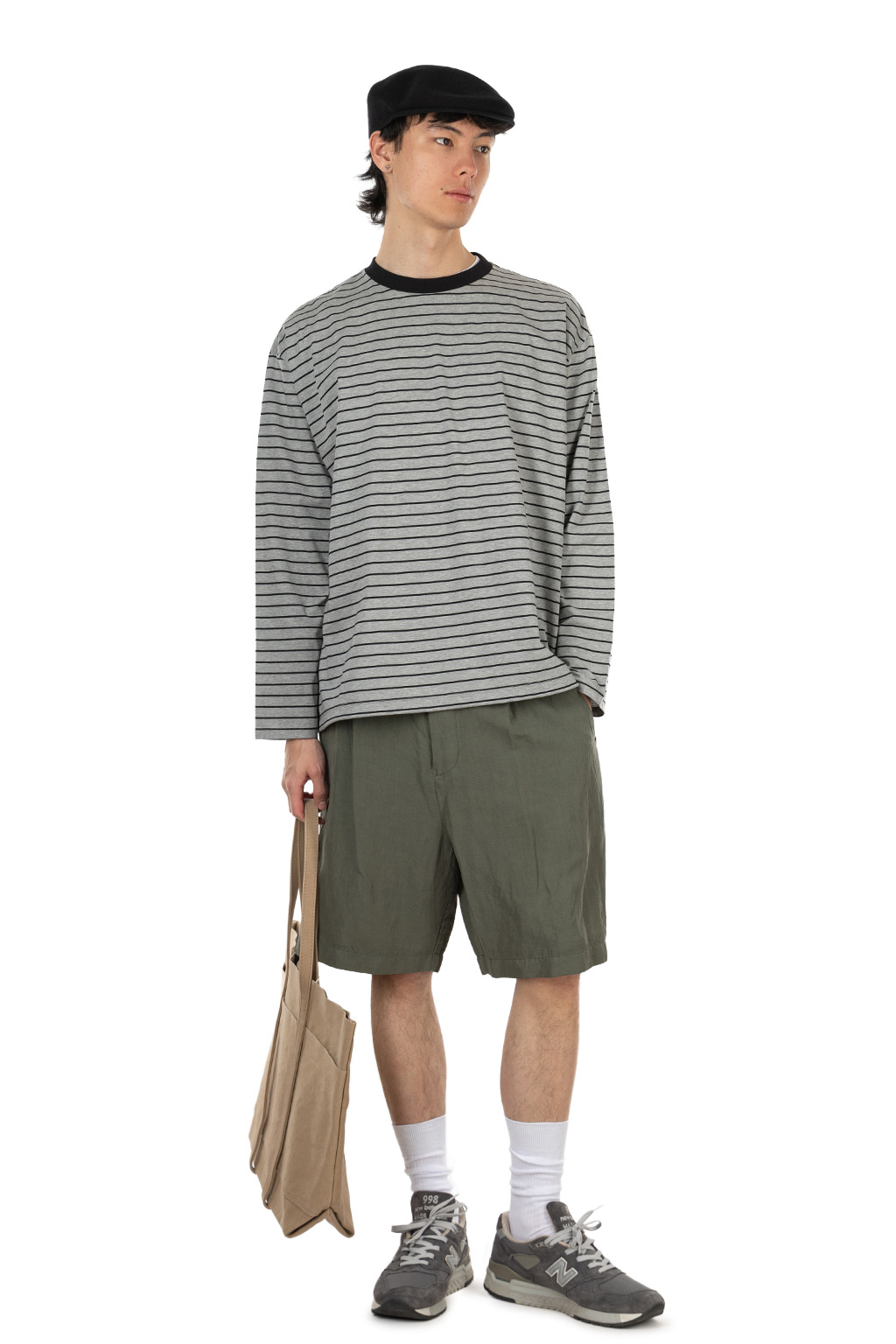 Manual Alphabet - High Gauge Border Spindle LS Tee - Grey Black