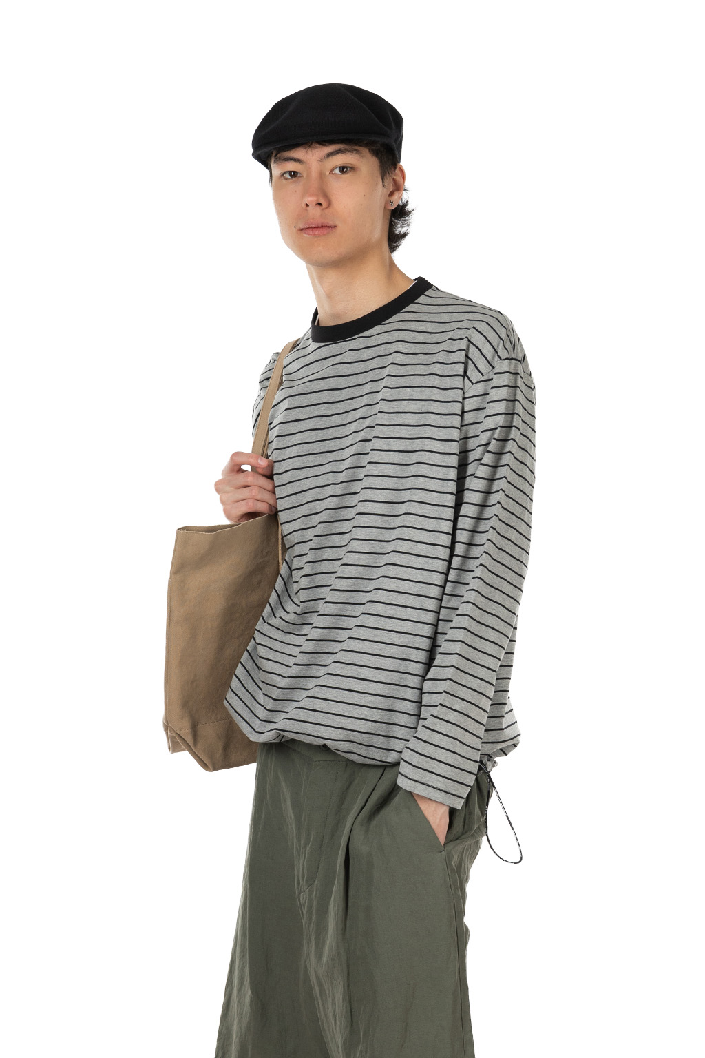 Manual Alphabet - High Gauge Border Spindle LS Tee - Grey Black
