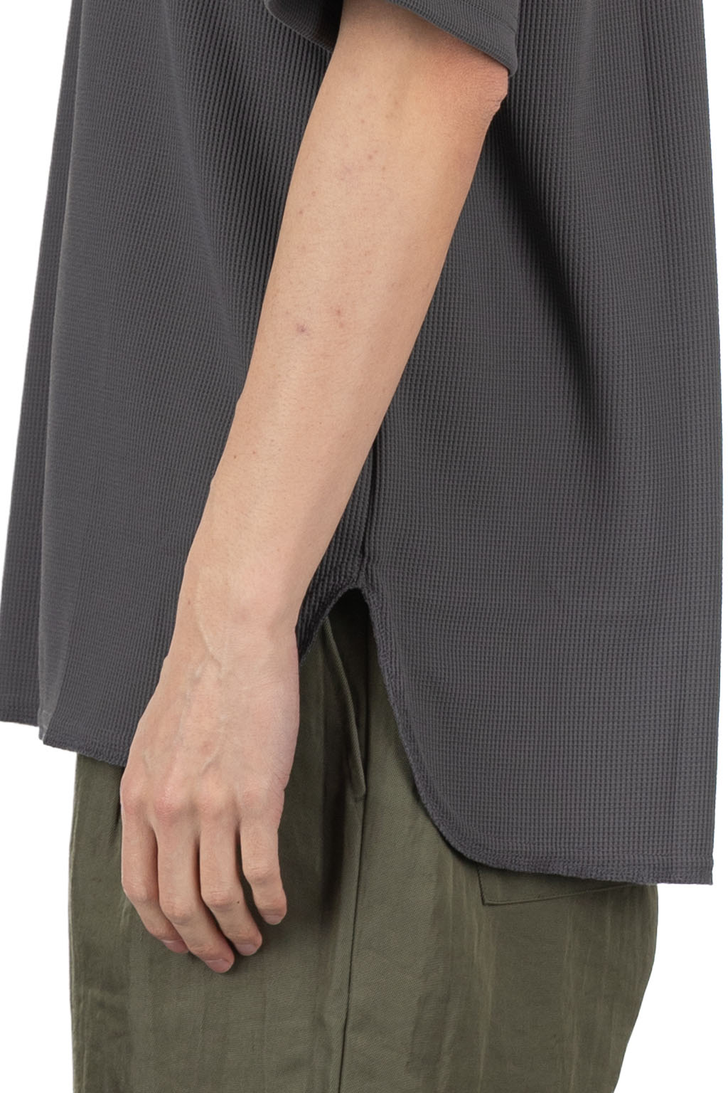 Manual Alphabet - Oversized PE Waffle Round Tee - Charcoal