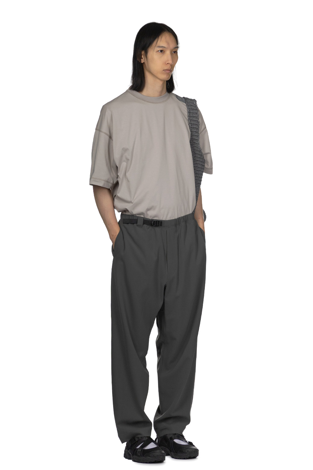 N Hoolywood - Webbing Belt Pants - Charcoal