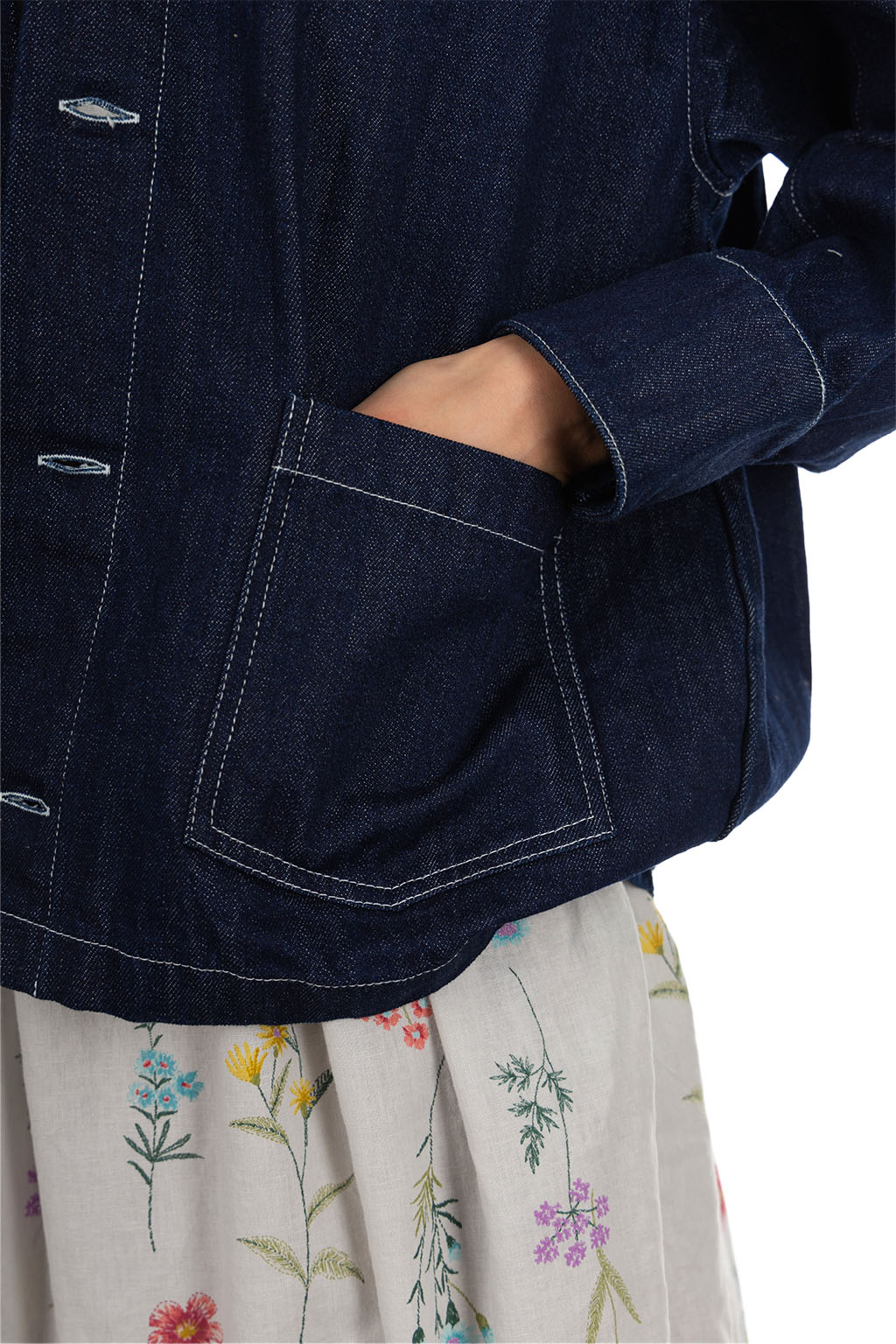 NARU  - 12oz Collarless Jacket - Indigo