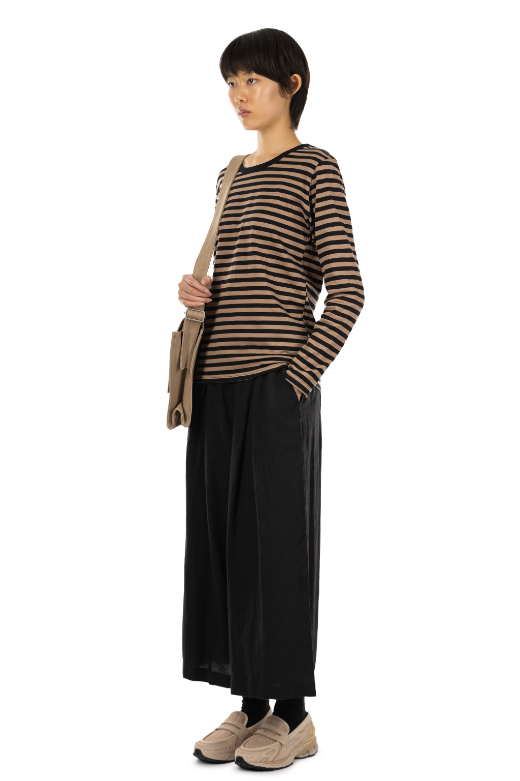NARU  - Cotton LS Stripe T-Shirt - Brown and Black