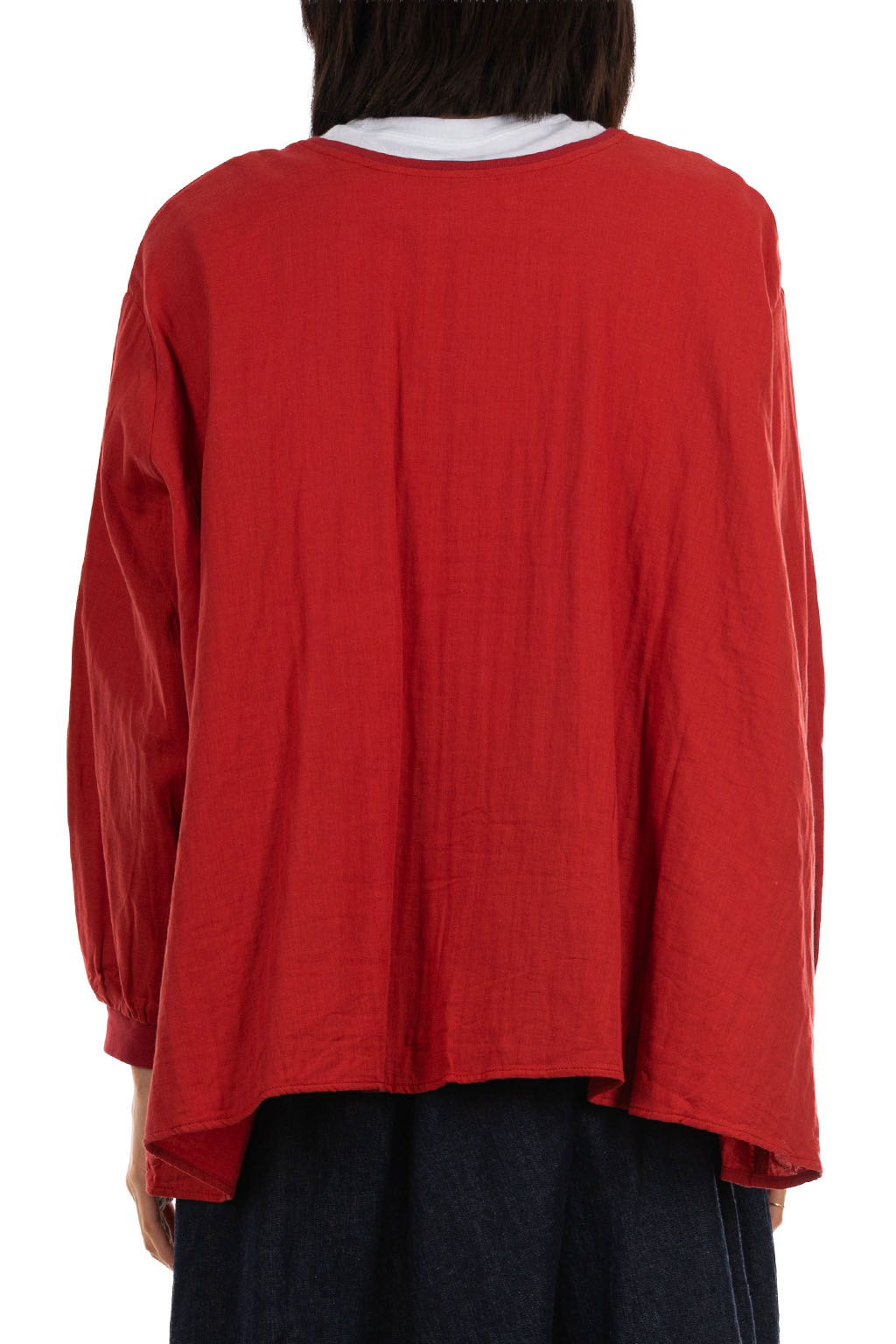 NARU  - Double Gauze Flare 2-Way Blouse - Red