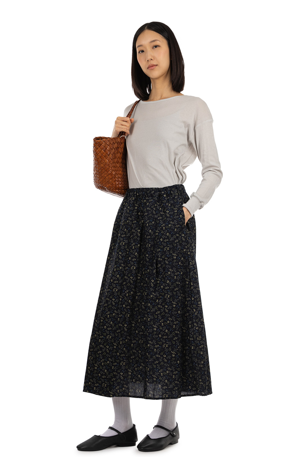 NARU  - Flower Tuck Skirt