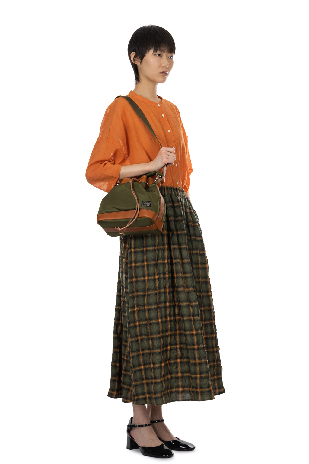 NARU  - Herringbone Shearling Skirt - Khaki