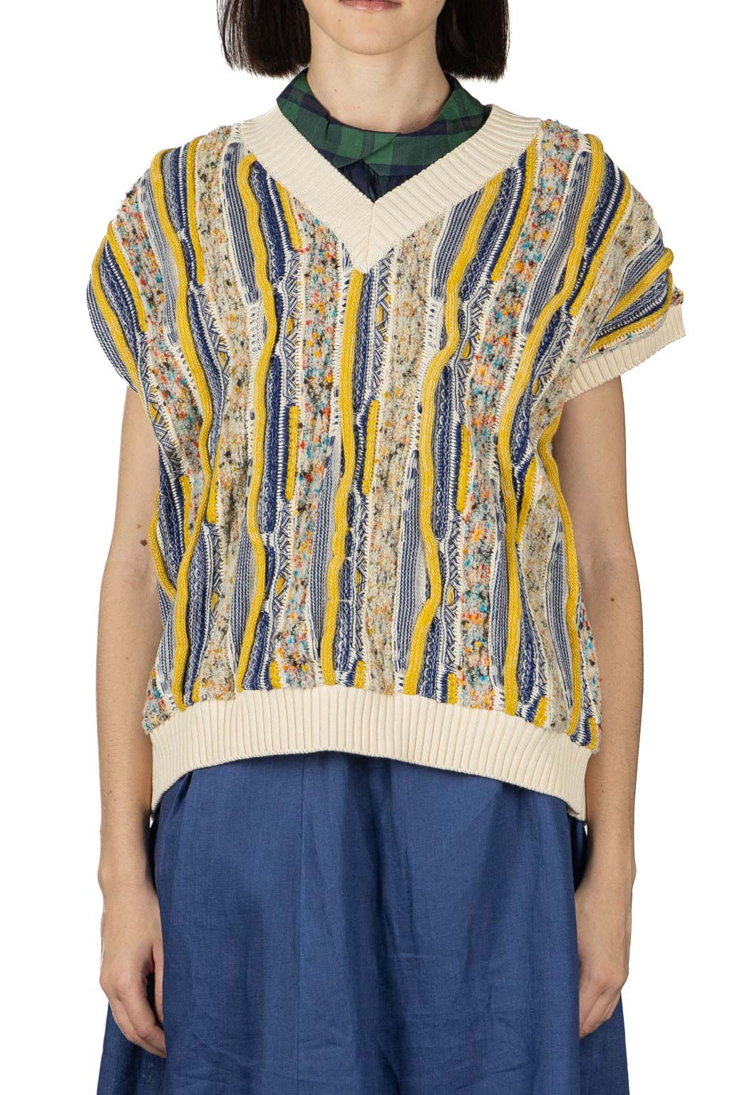 NARU  - Marble Wave Crew Neck Vest  - Blue