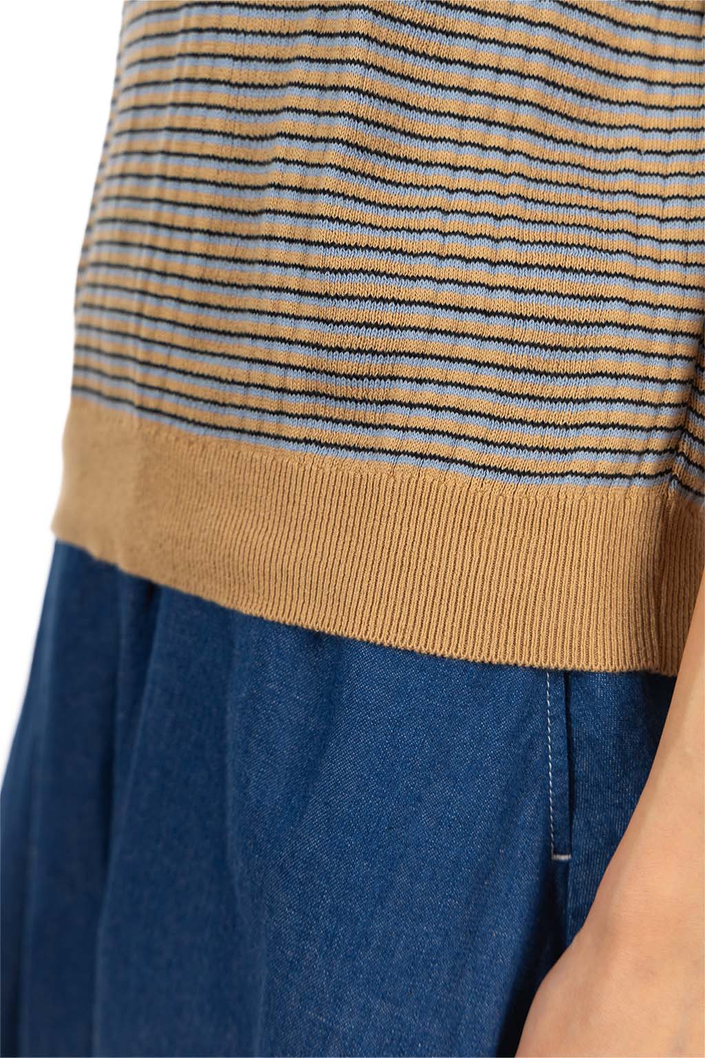 NARU  - Stripe Short-Sleeved Knit