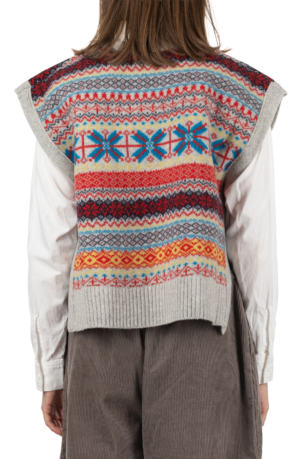 NARU  - Tasmania Wool Fair Isle Box Vest - Grey