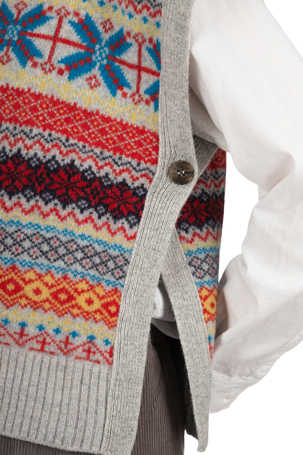 NARU  - Tasmania Wool Fair Isle Box Vest - Grey