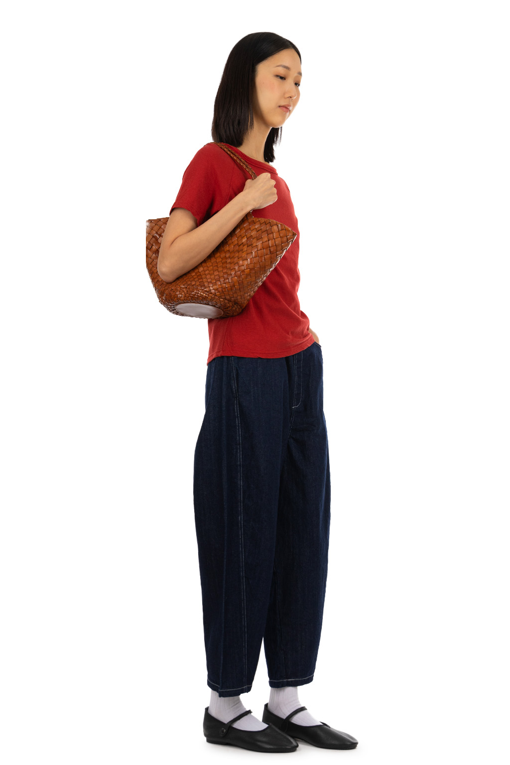 NARU  - Uneven Yarn Jersey Compact Tee - Antique Red