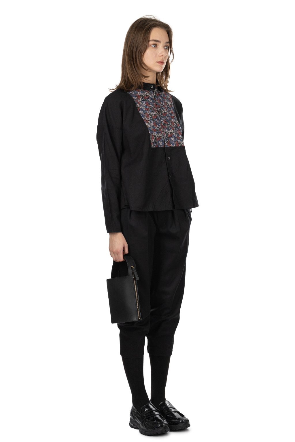 NARU  - Viyella Flower Print York Shirt - Black