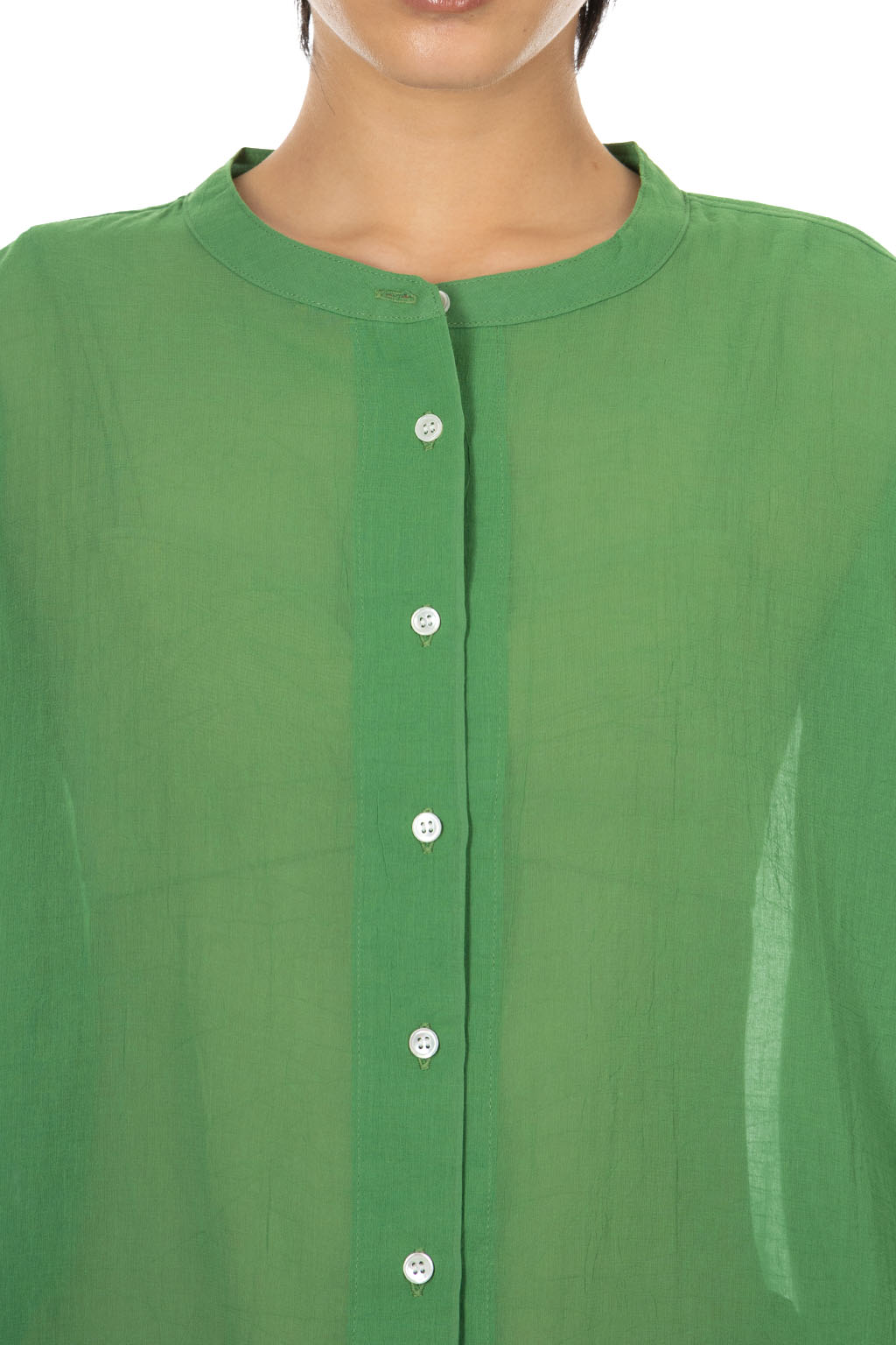 Nachukara - Boiled Wool Front Open Shirt - Green