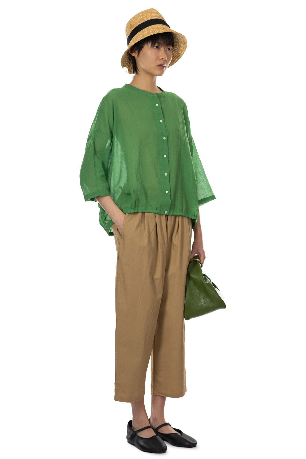 Nachukara - Boiled Wool Front Open Shirt - Green