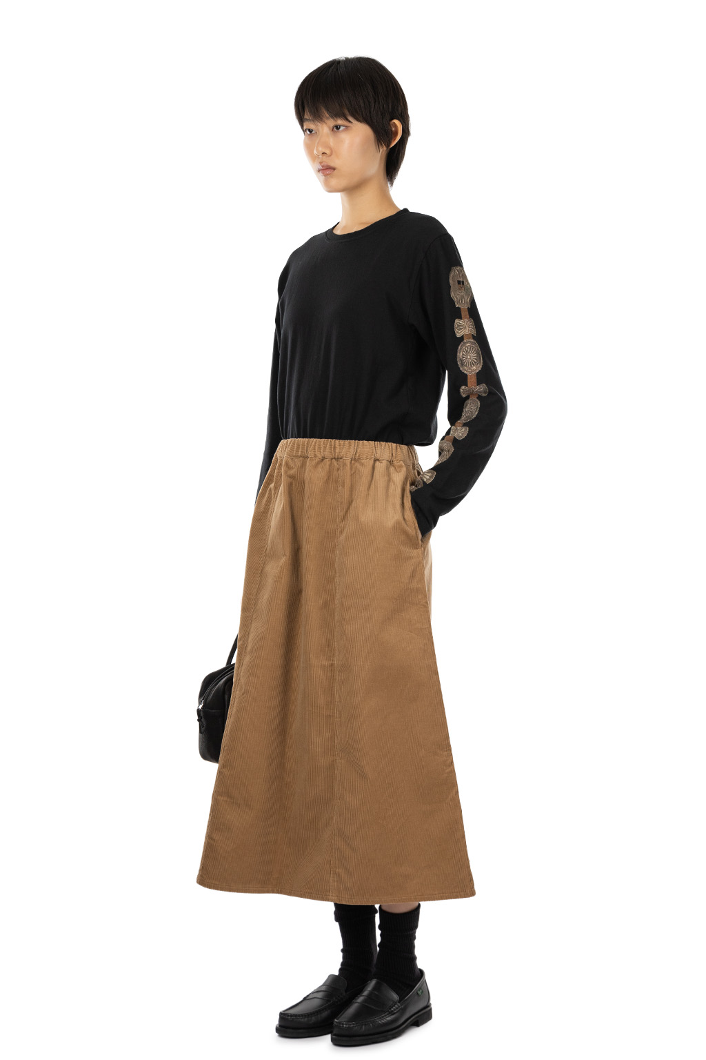 Nachukara - Corduroy Panel Skirt - Beige