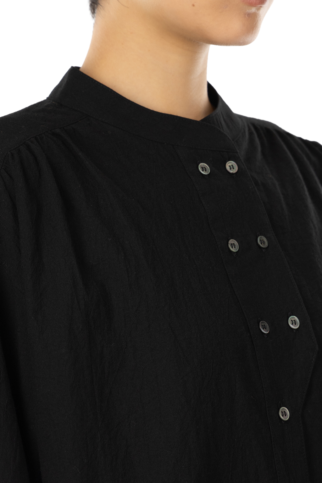 Nachukara - Cotton Lawn Chef Blouse - Black
