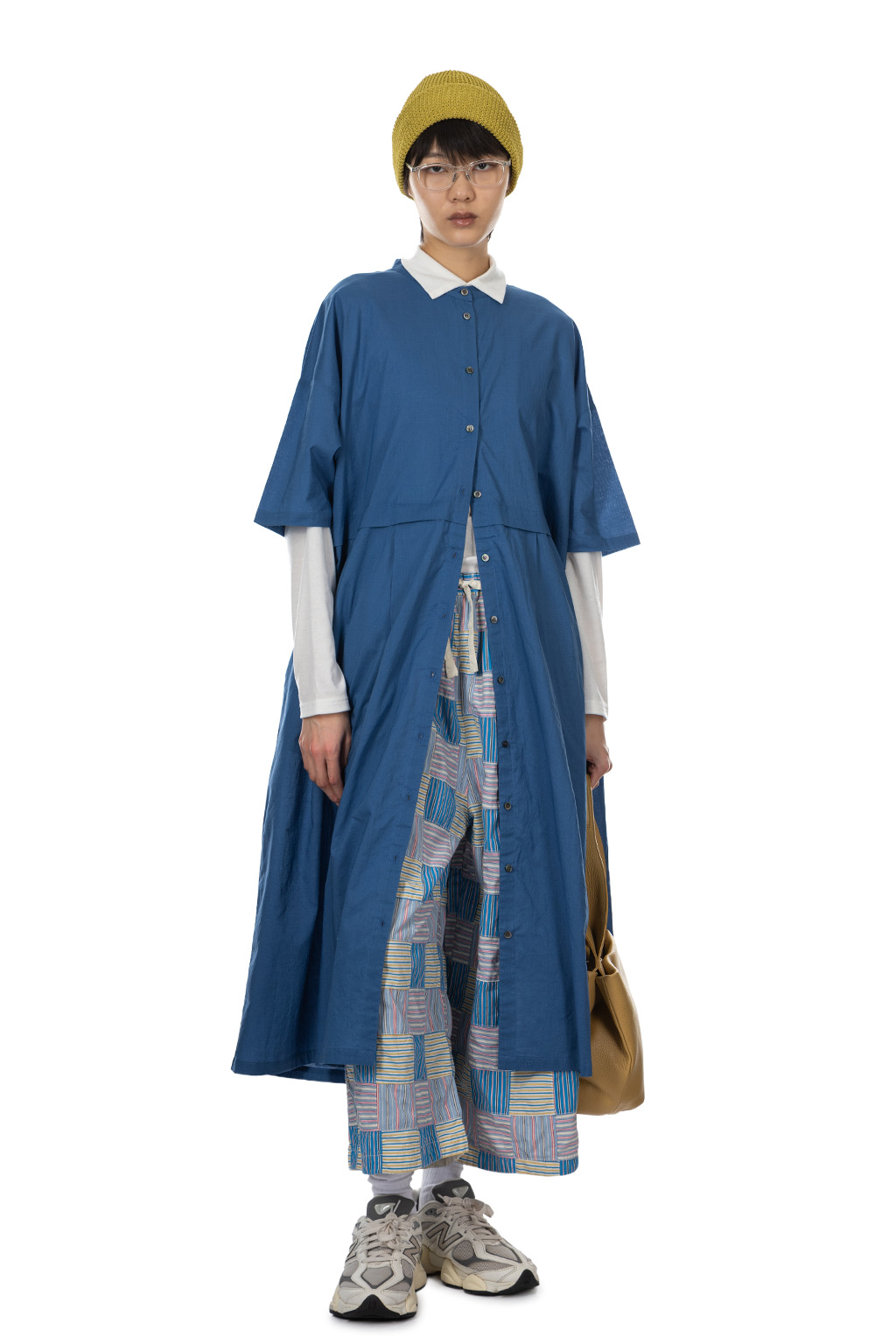Nachukara - Cotton Lawn Short Sleeve Tuck Dress - Blue
