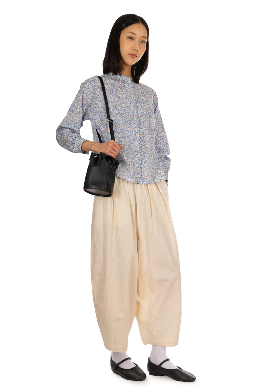 Nachukara - Cotton Print Bandcollar Blouse