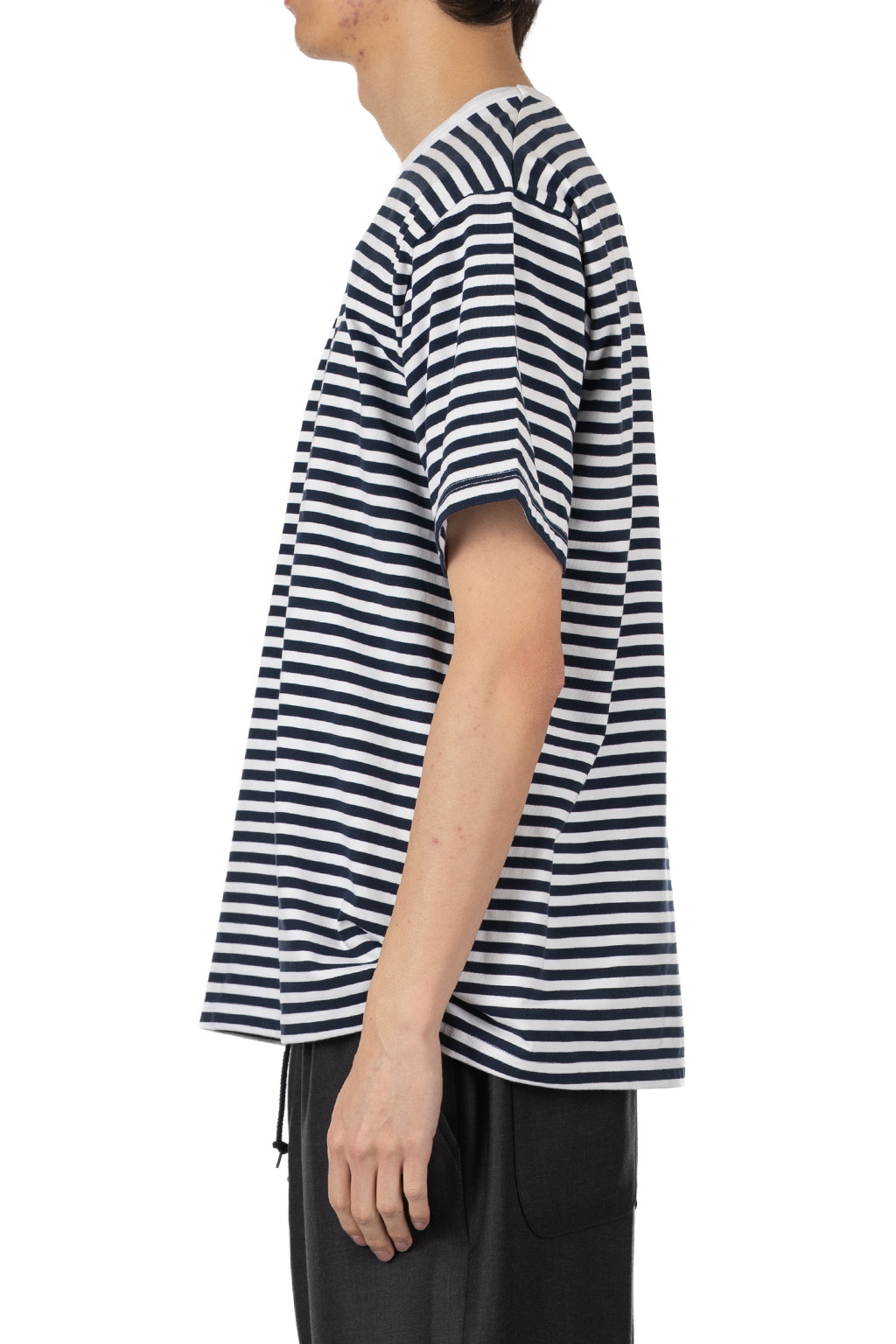 Nanamica (NAN) - COOLMAX Stripe Jersey Tee - Navy x White