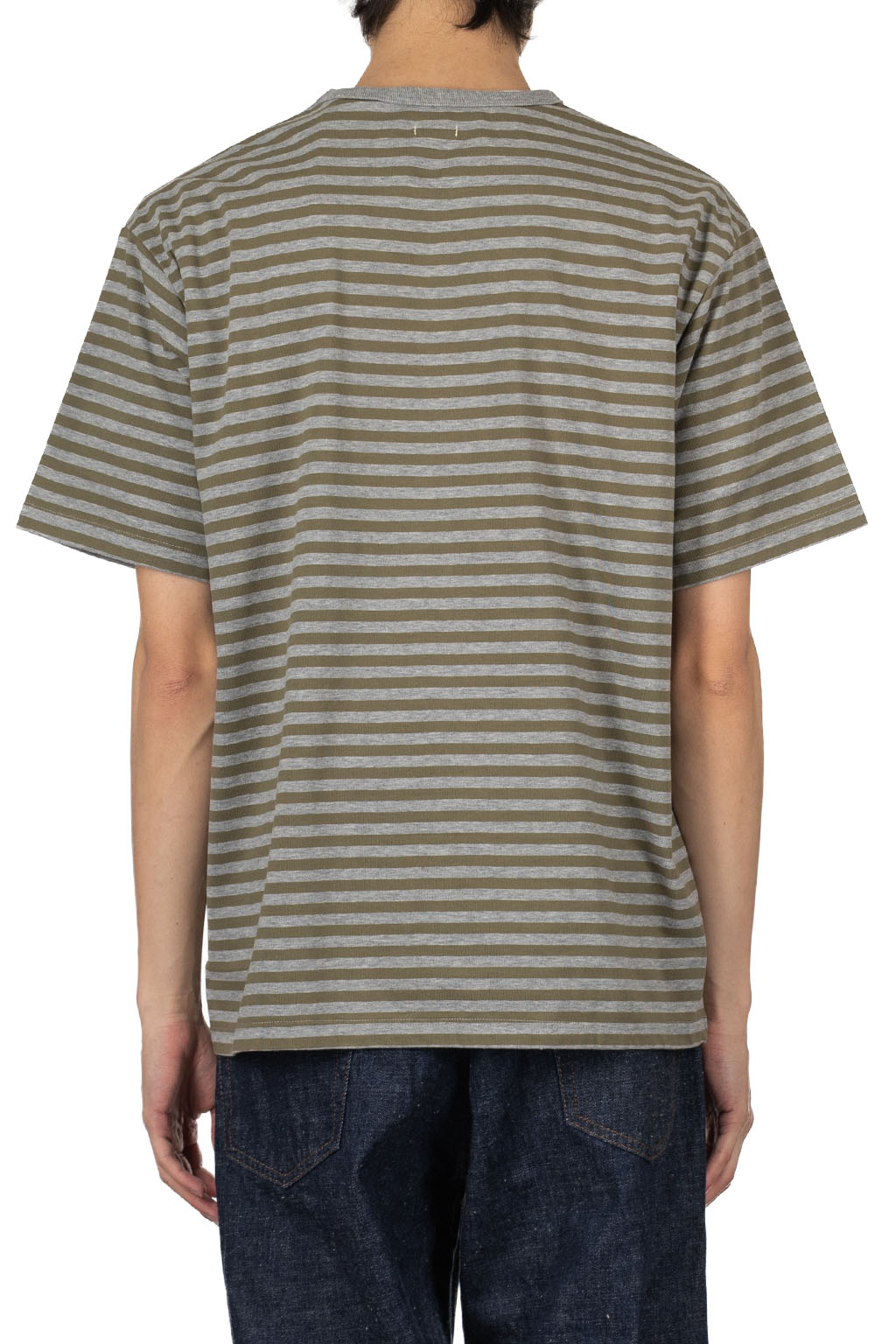 Nanamica (NAN) - COOLMAX Stripe Jersey Tee - Olive x Gray