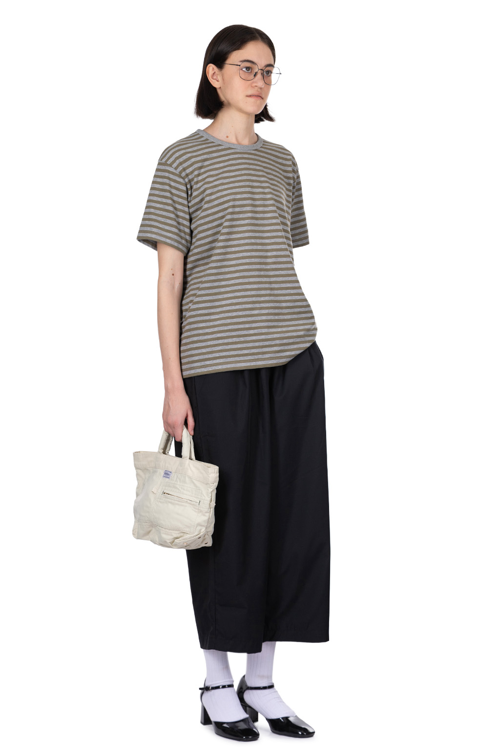 Nanamica (NAN) - COOLMAX Stripe Jersey Tee - Olive x Gray