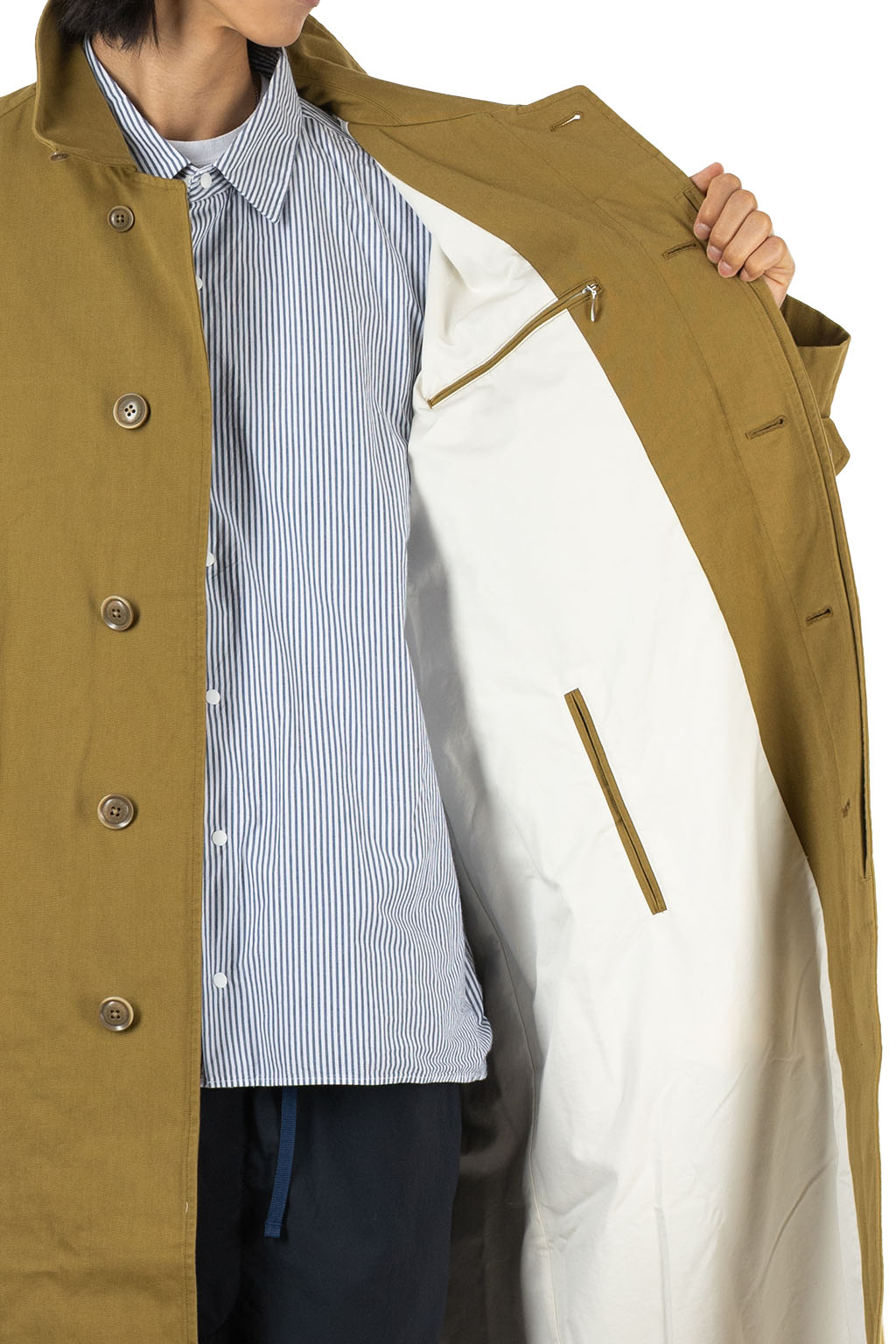 Nanamica (NAN) - Cotton CORDURA WINDSTOPPER Balmacaan Coat - Khaki
