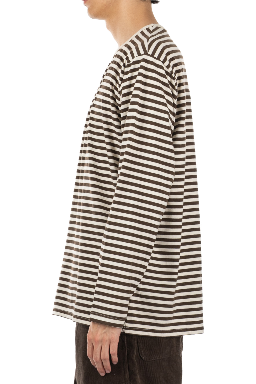 Nanamica (NAN) - Men COOLMAX Stripe Jersey Long Sleeves Tee - Brown x Natural