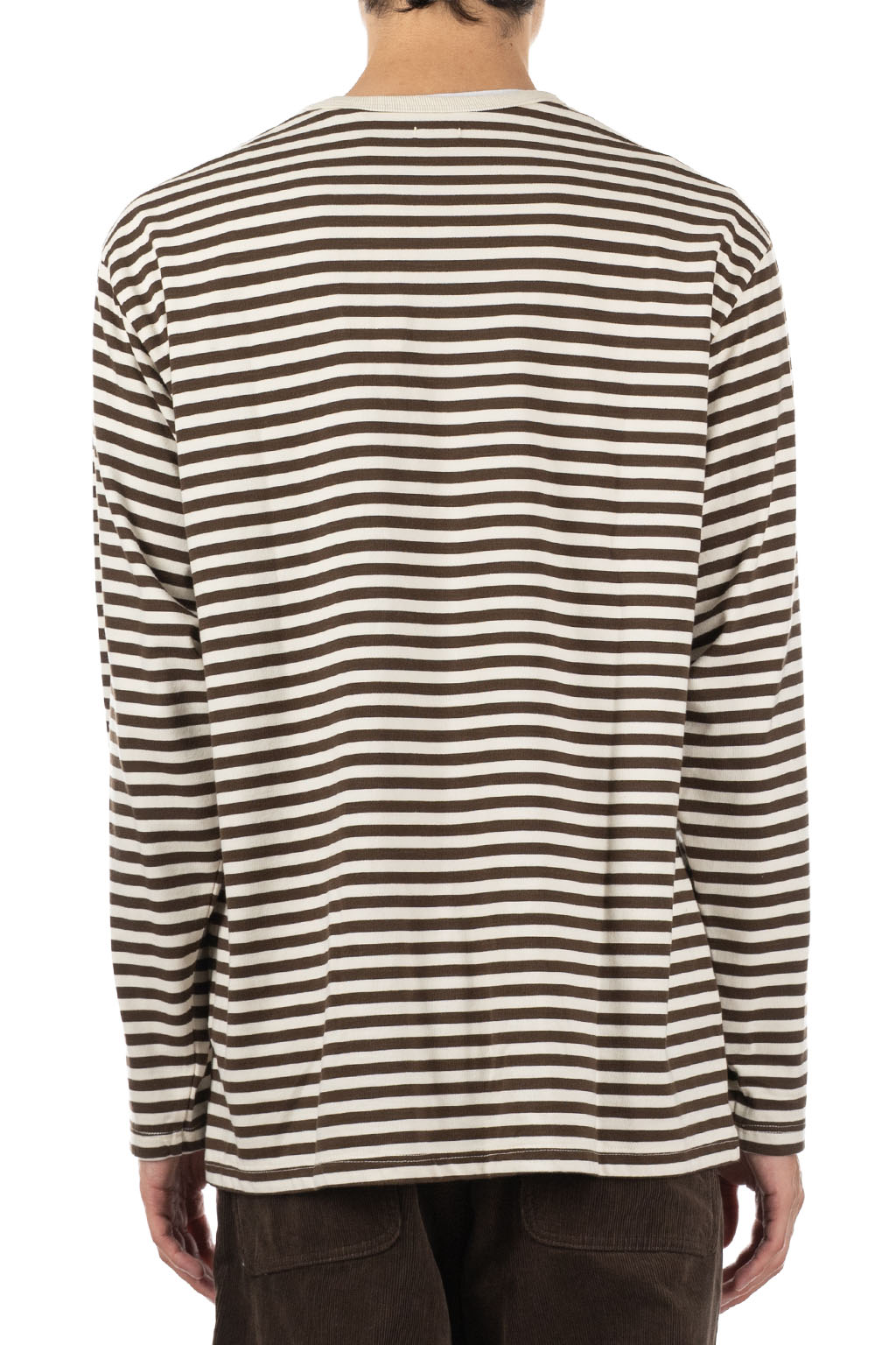 Nanamica (NAN) - Men COOLMAX Stripe Jersey Long Sleeves Tee - Brown x Natural
