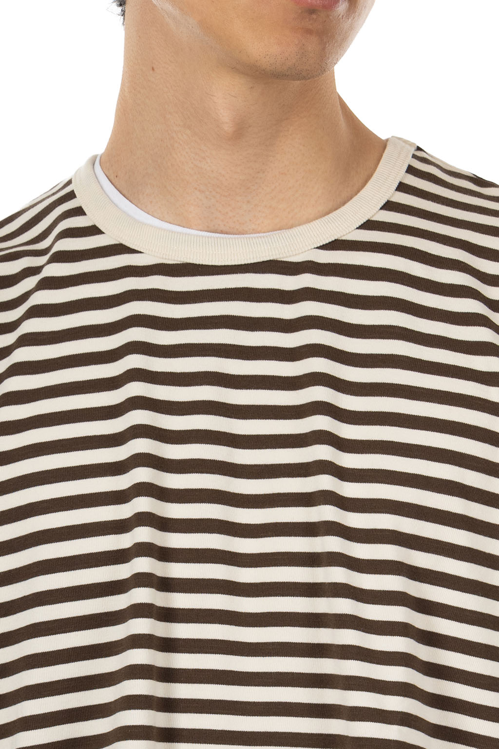 Nanamica (NAN) - Men COOLMAX Stripe Jersey Long Sleeves Tee - Brown x Natural