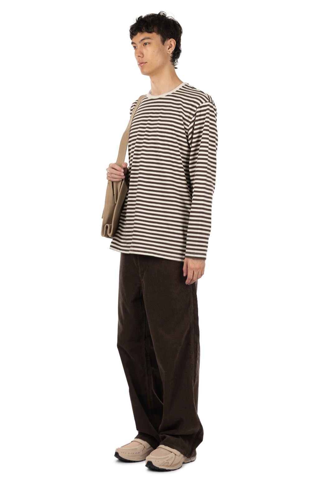 Nanamica (NAN) - Men COOLMAX Stripe Jersey Long Sleeves Tee - Brown x Natural