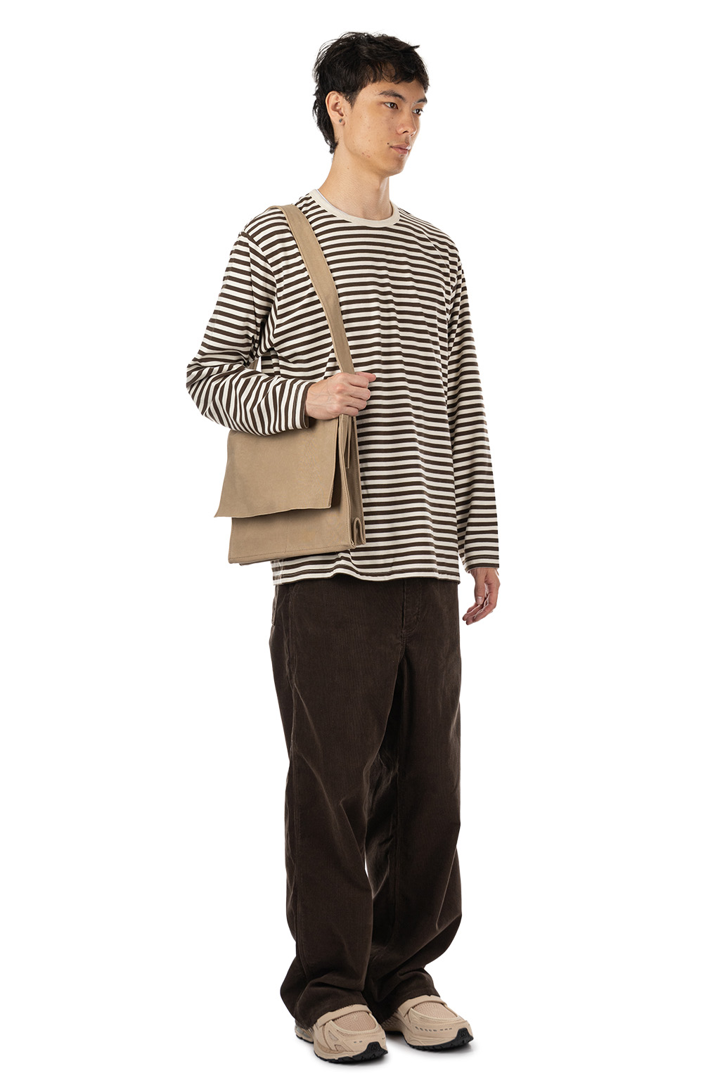 Nanamica (NAN) - Men COOLMAX Stripe Jersey Long Sleeves Tee - Brown x Natural
