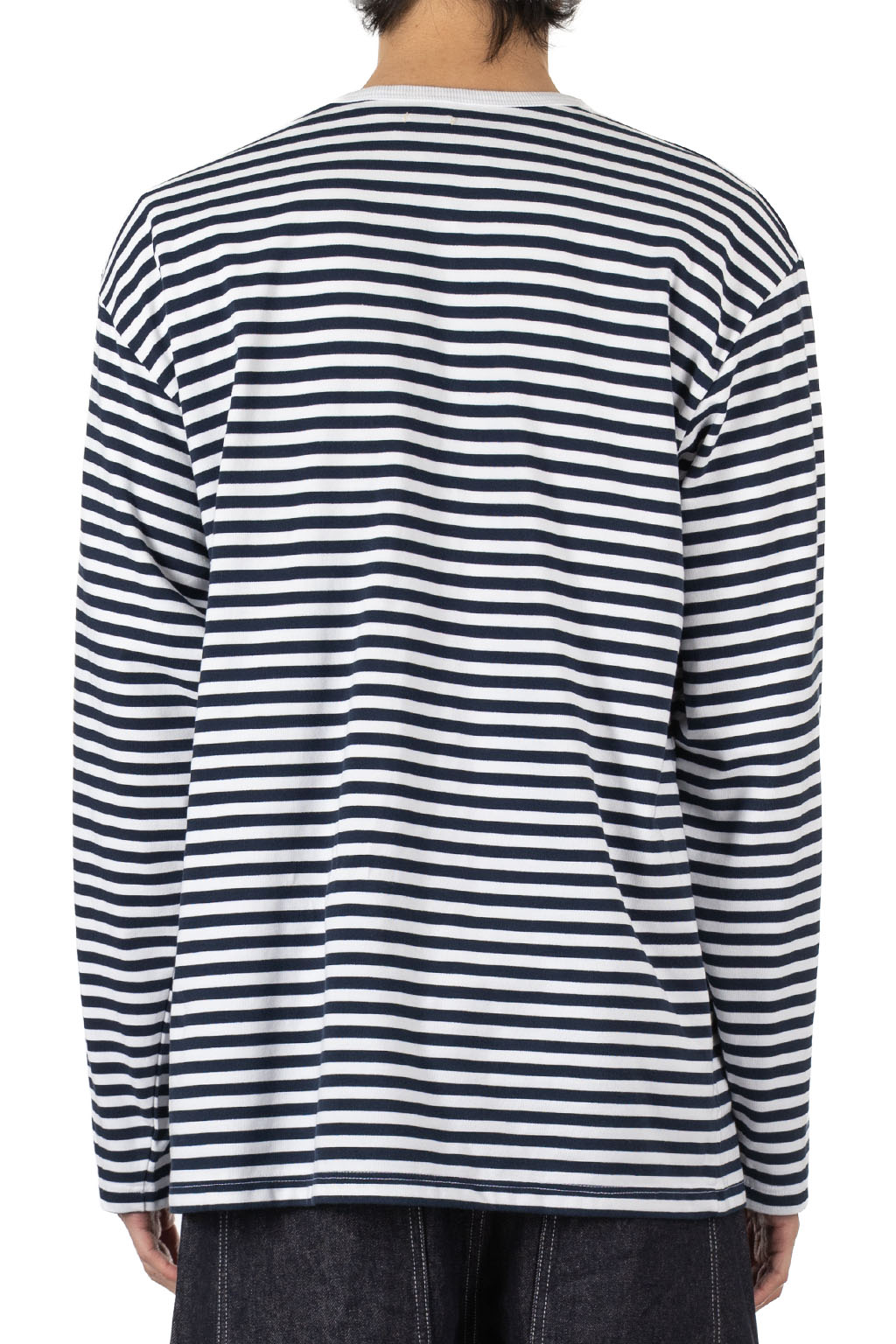 Nanamica (NAN) - Men COOLMAX Stripe Jersey Long Sleeves Tee - Navy x White