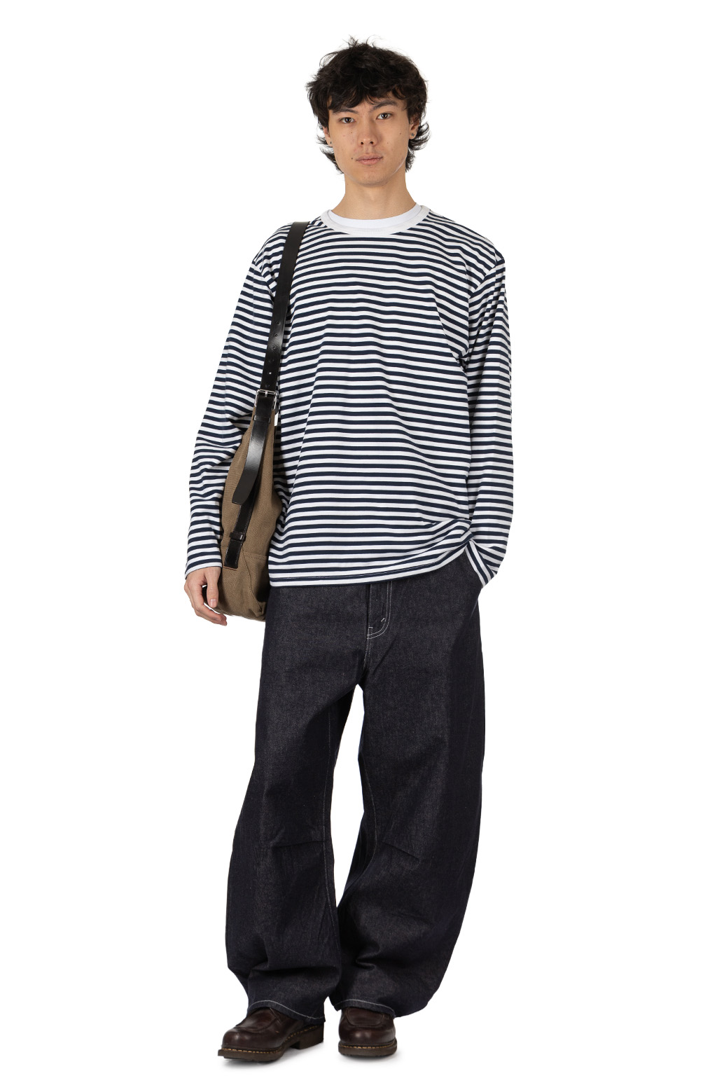Nanamica (NAN) - Men COOLMAX Stripe Jersey Long Sleeves Tee - Navy x White