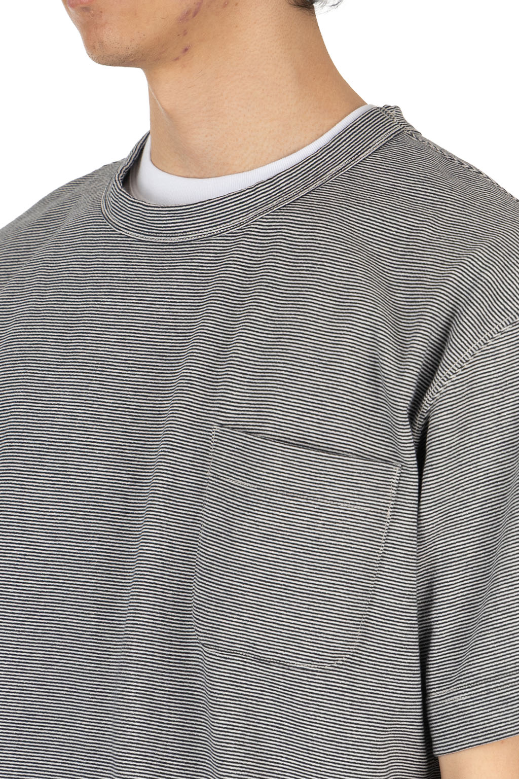 Nanamica (NAN) - Micro Stripe Pocket Tee - Navy x White