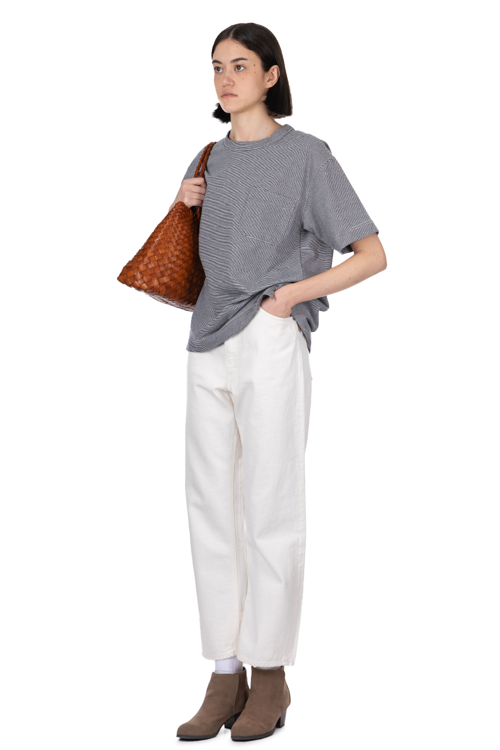 Nanamica (NAN) - Micro Stripe Pocket Tee - Navy x White