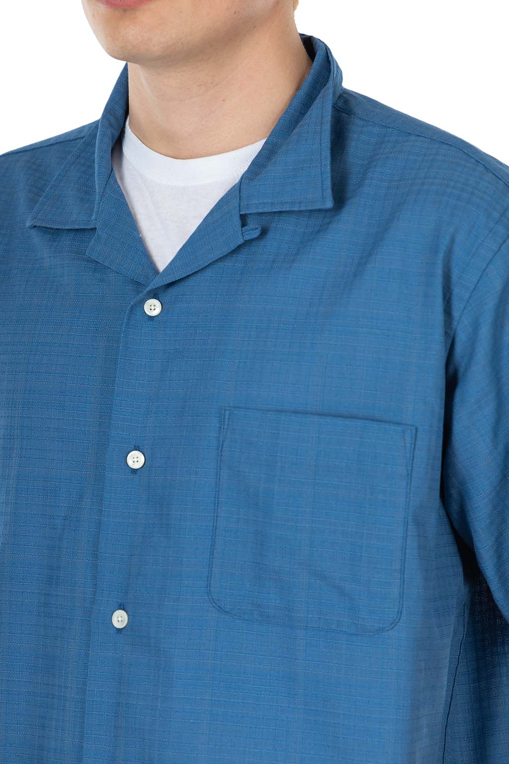 Nanamica (NAN) - Open Collar Panama SS Shirt - Sax