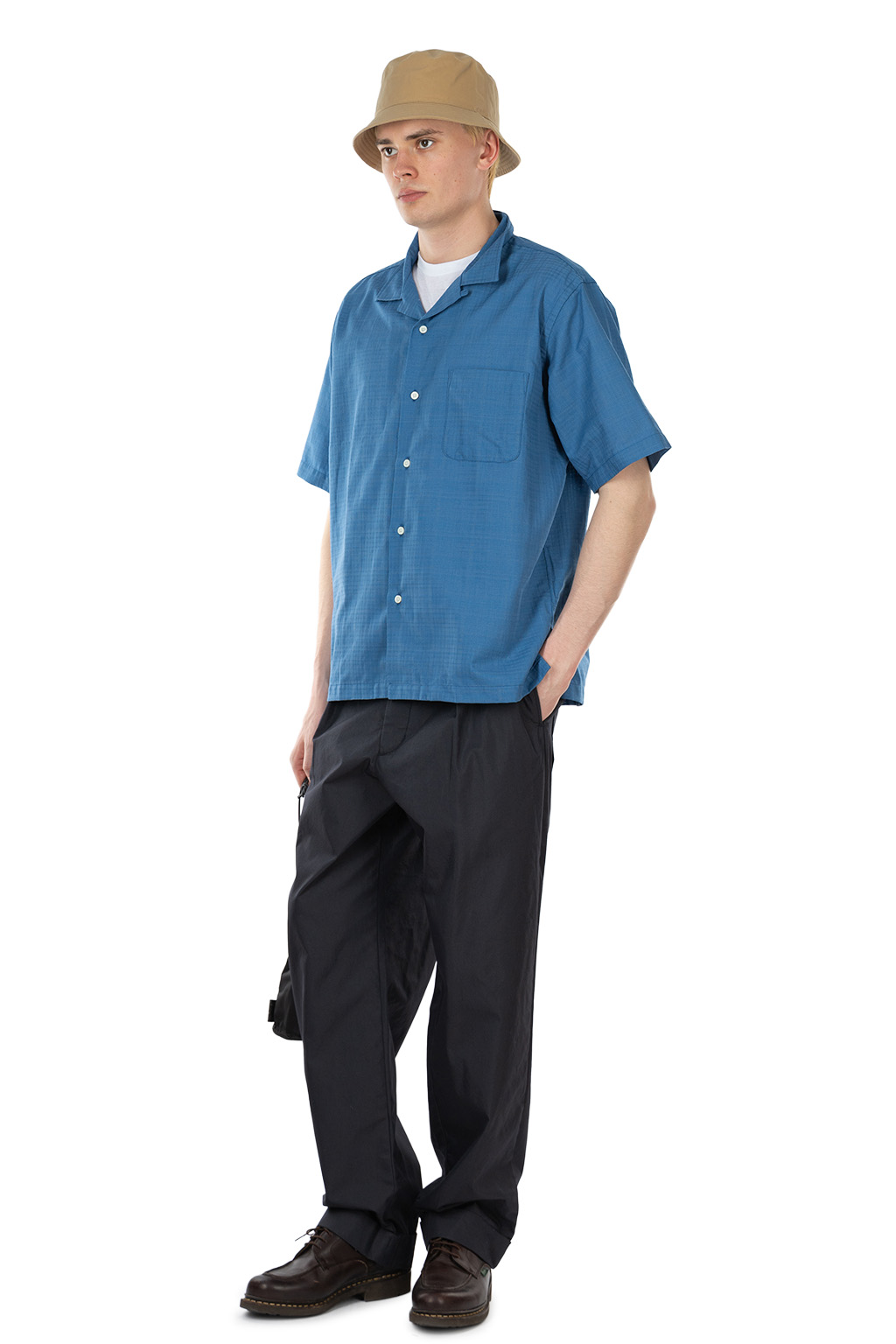 Nanamica (NAN) - Open Collar Panama SS Shirt - Sax