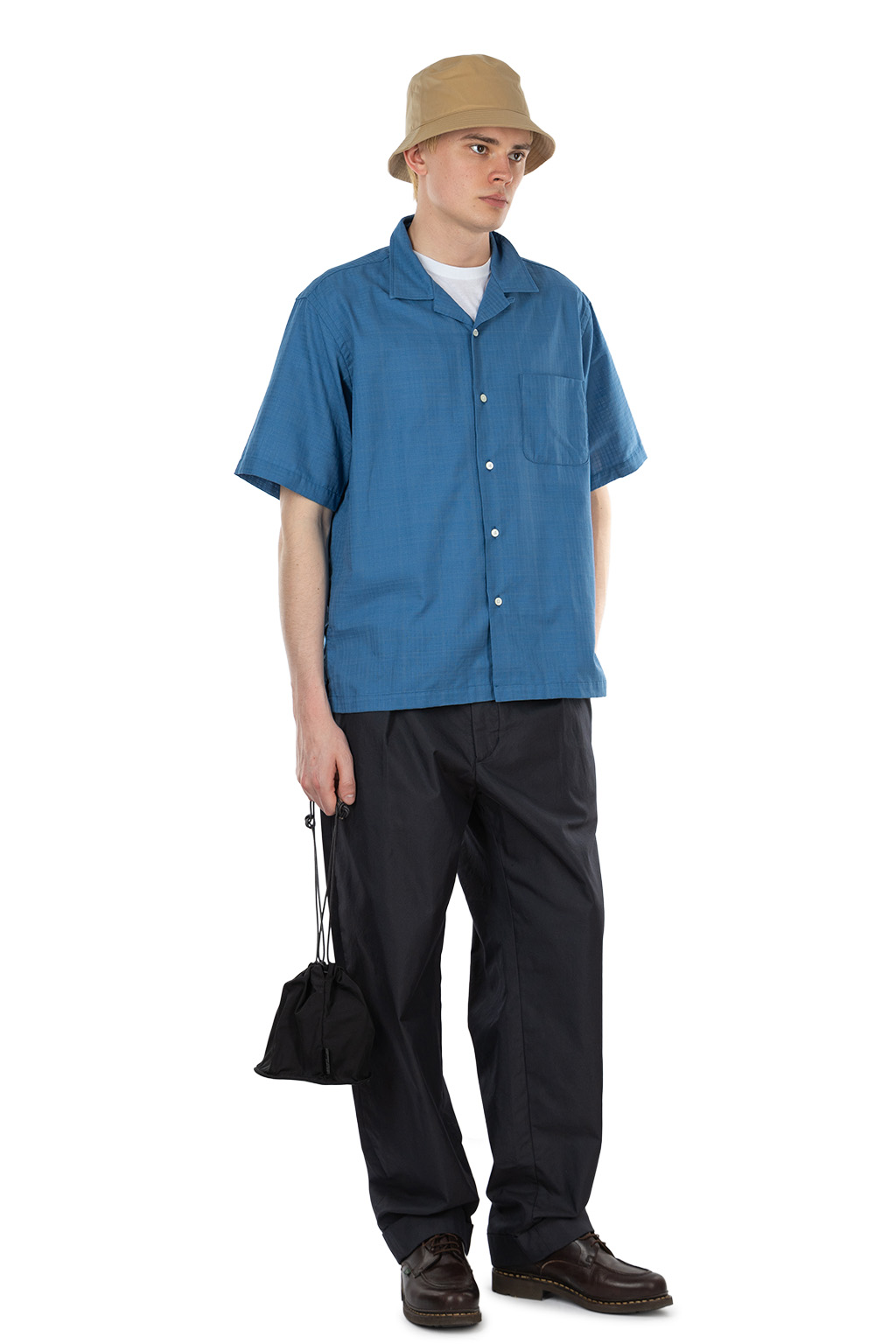 Nanamica (NAN) - Open Collar Panama SS Shirt - Sax