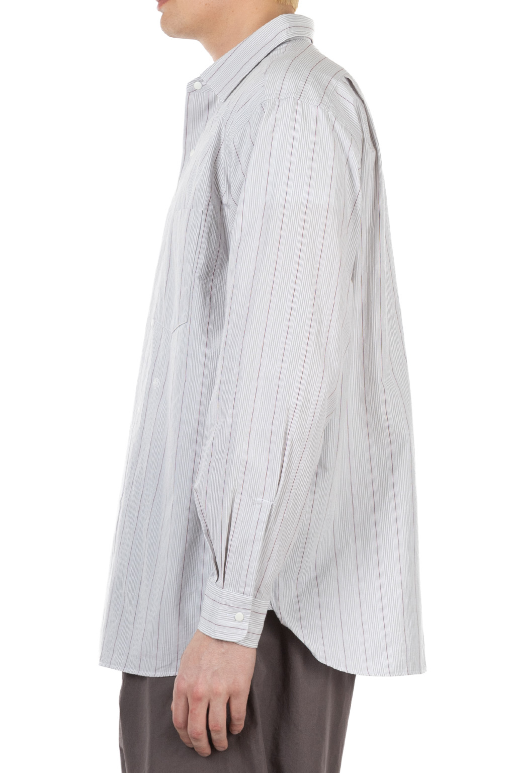 Nanamica (NAN) - Regular Collar Stripe Wind Shirt - Gray