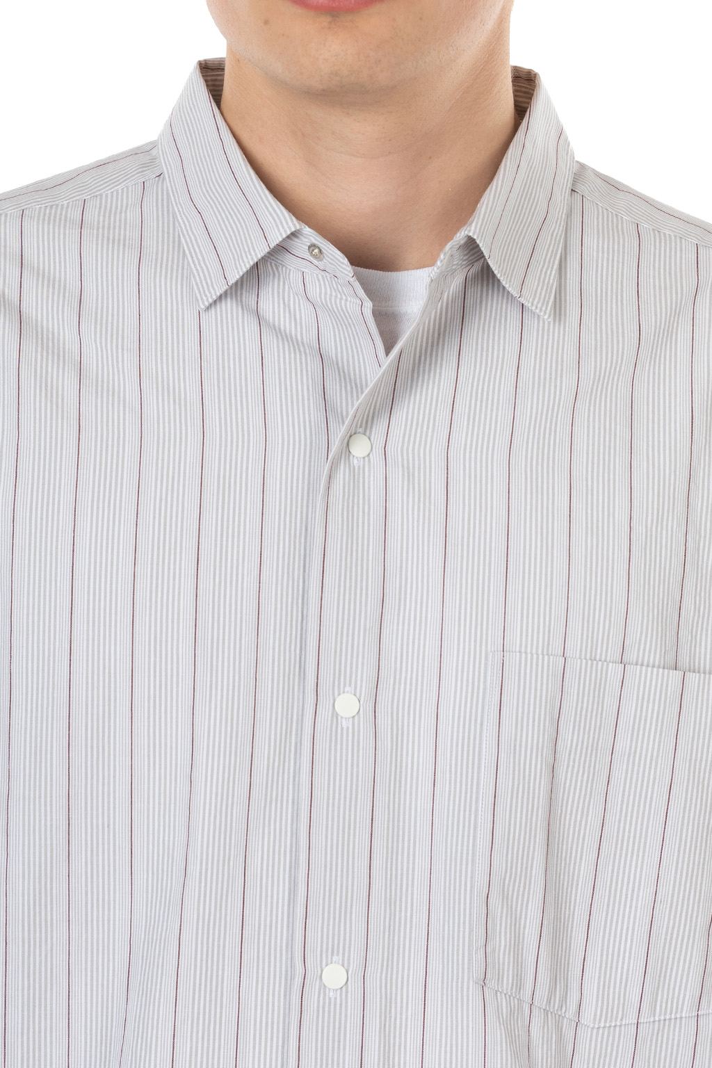Nanamica (NAN) - Regular Collar Stripe Wind Shirt - Gray