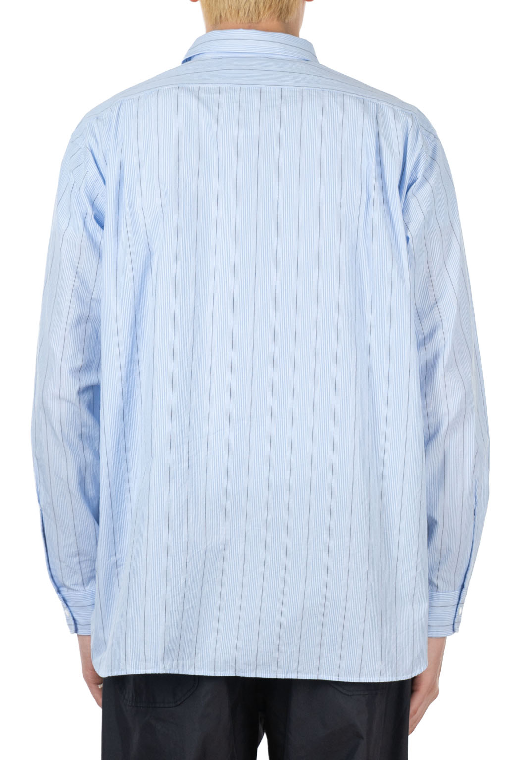 Nanamica (NAN) - Regular Collar Stripe Wind Shirt - Sax